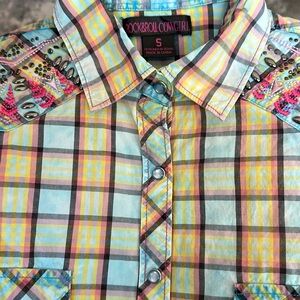 Rock & Roll Cowgirl plaid western shirt size Small